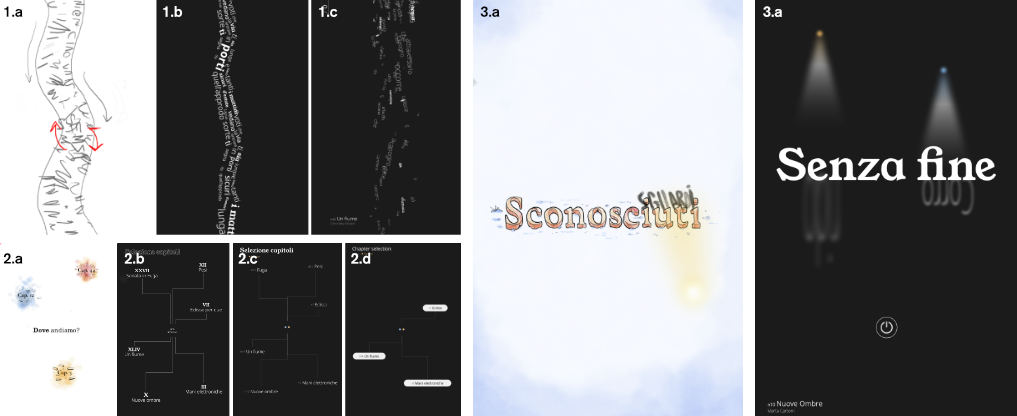 Evolution of some scene: 1."Un fiume" 2."Chapter selection" 3."Nuove ombre"